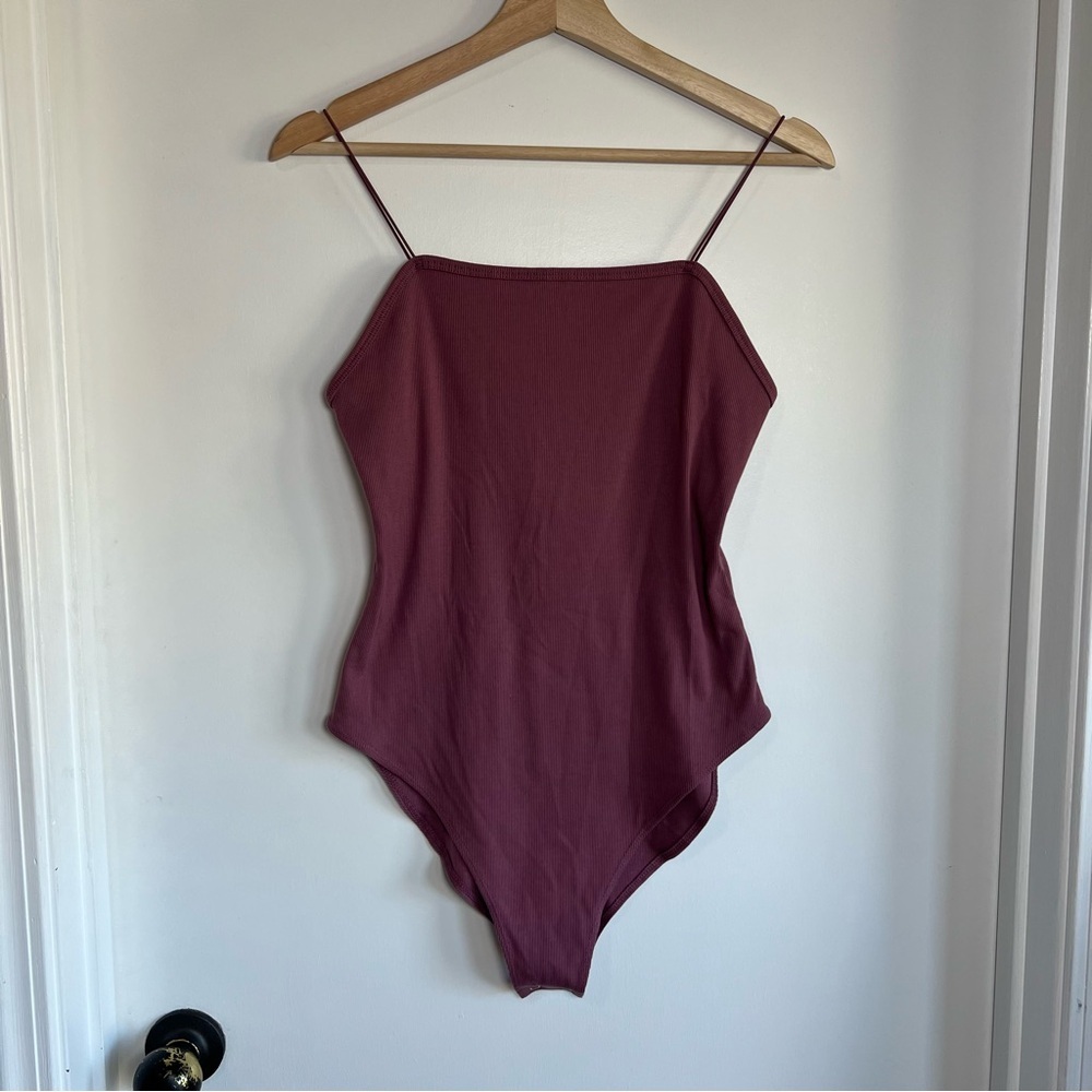 Wild Fable‎ MWT Spaghetti Strap Ribbed Purple Bodysuit, Size Medium